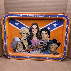 Vintage 1981 Dukes of Hazzard TV Tray Folding Table General Lee Cast Warner Bros